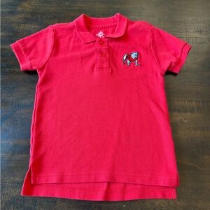 Red Kids UGA Polo Shirt with Embroidered Bulldog